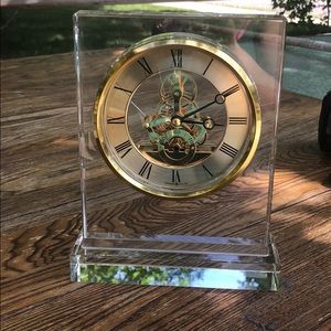 Howard Miller Crystal and Brass Clock